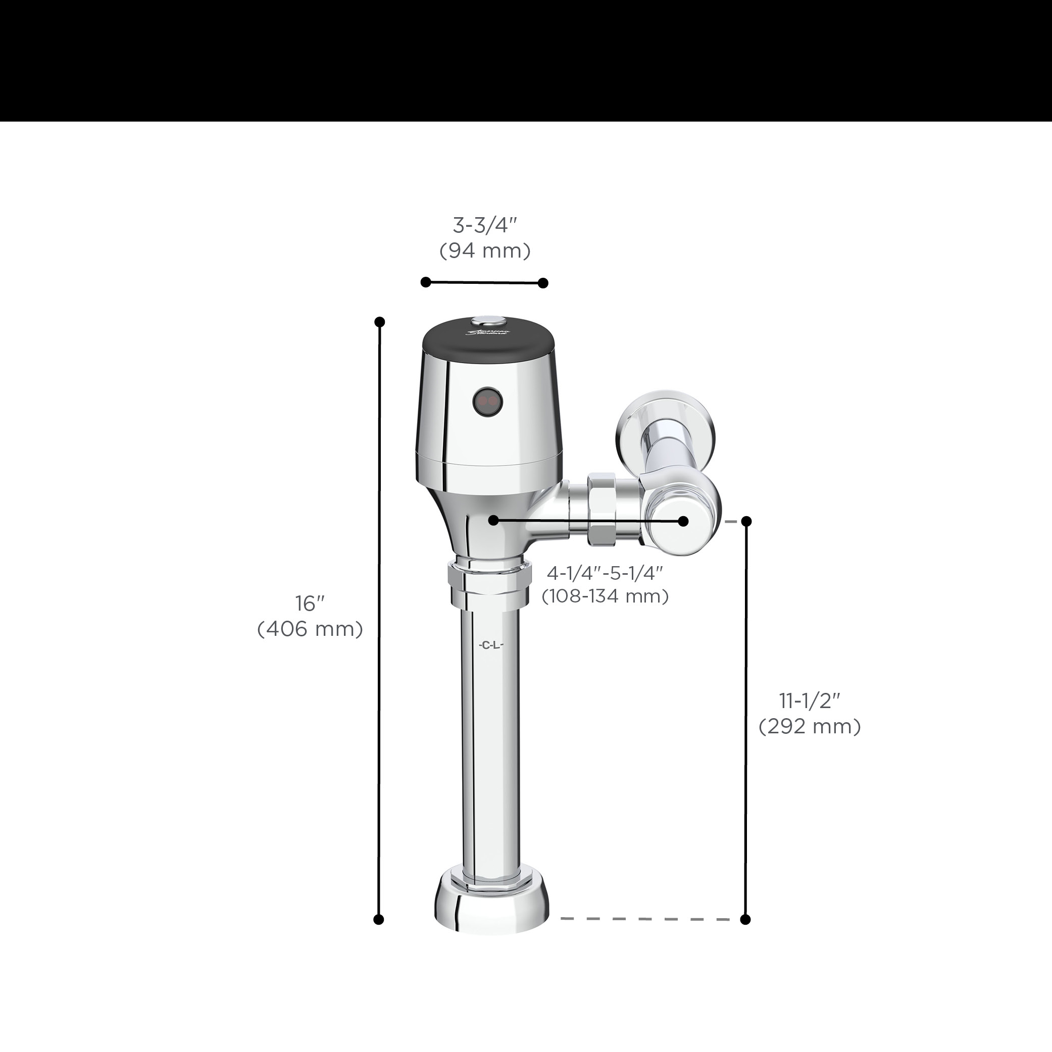 Robinet de chasse d'eau pour toilettes exposées UltimaMC SelectronicMC, à diaphragme, modèle de base,1,1 gpc (4,2 Lpc)